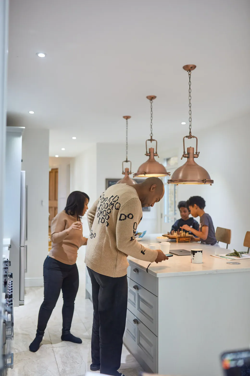 Paul C. Brunson at home with his family